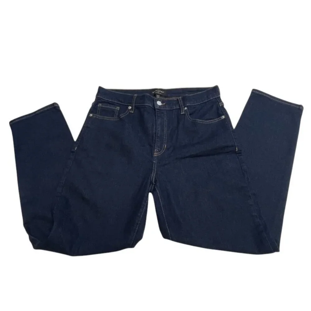 Banana Republic Dark Blue Wash Jeans Women’s Size 31/12 Slim Straight Mid Rise - Picture 4 of 9